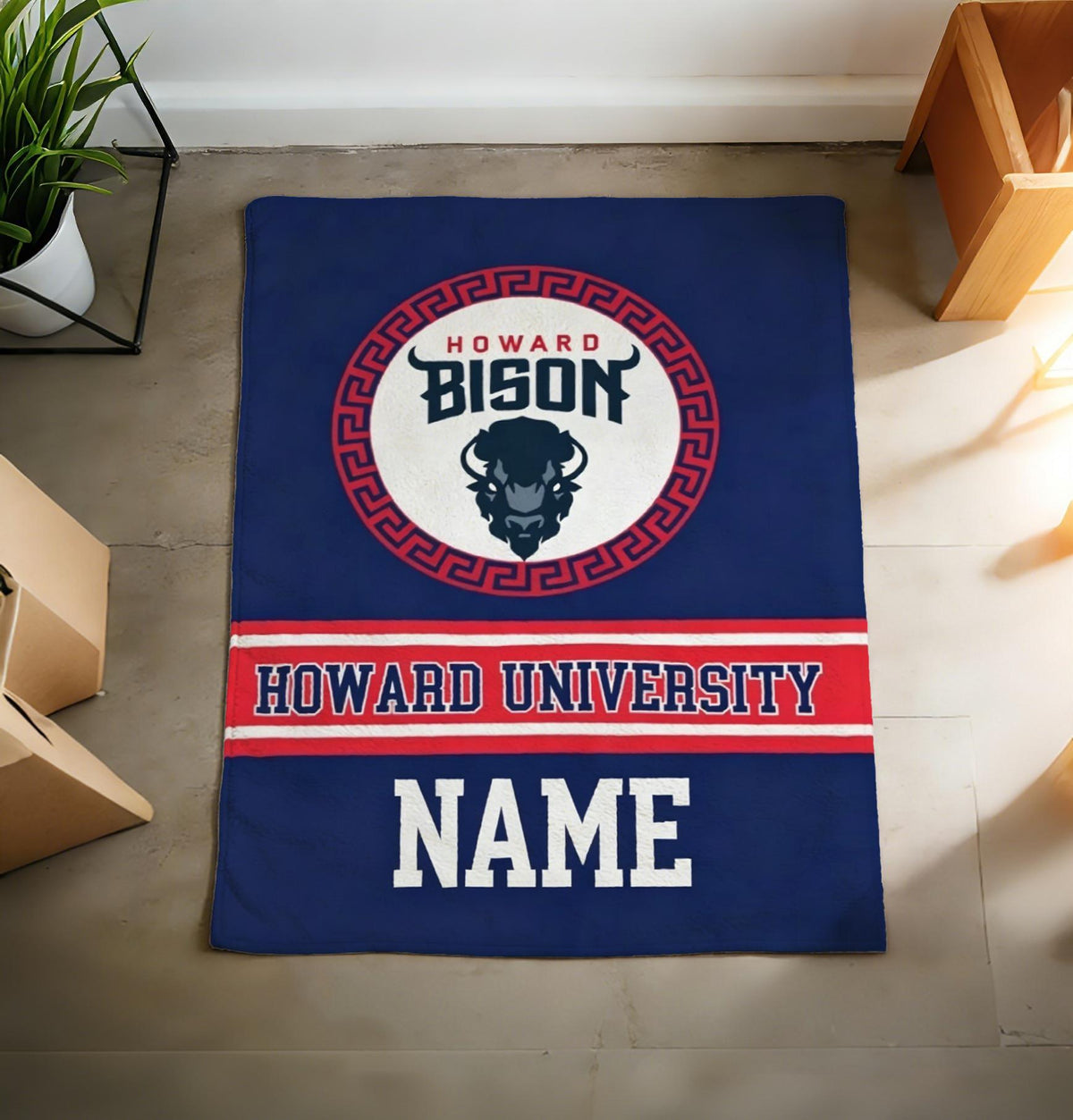 Personalized Howard Bison University Throw Blanket – HBCU Graduation, Alumni, Game Day Decor