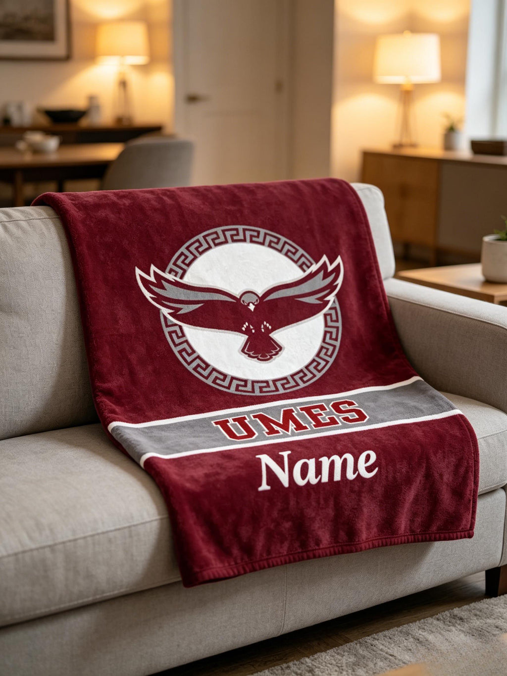 Personalized UMES Blanket Soft Throw, University of Maryland Eastern Shore Throw, Graduation & Tailgate Gift