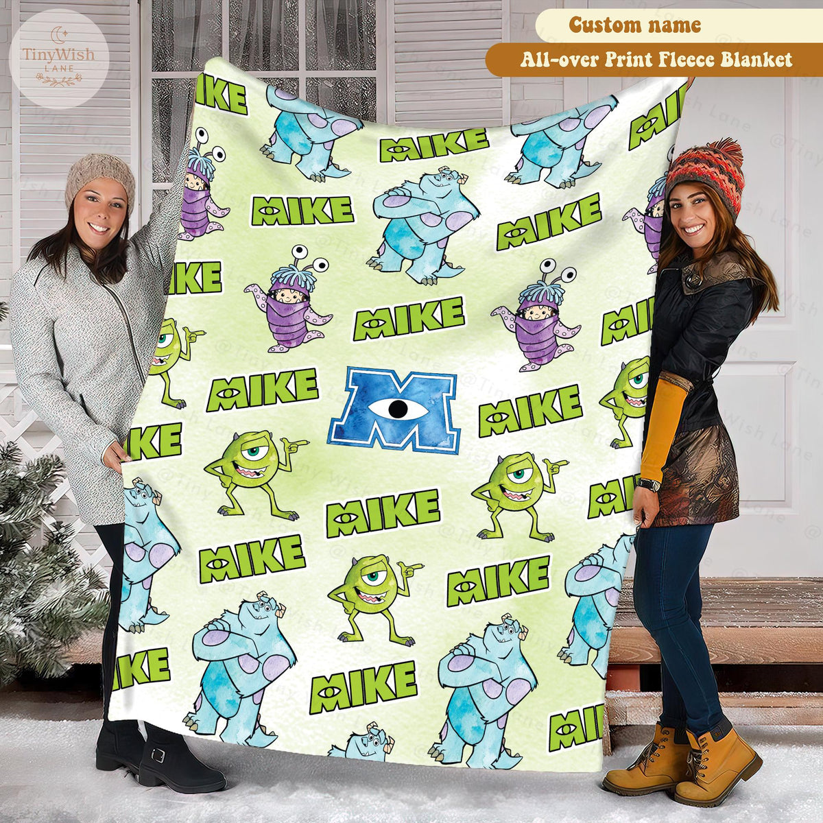 Personalized Disney Blanket, Custom Name Fleece Blanket, Monsters Inc Inspired Kids Throw, Cute Cartoon Blanket for Girl Boy, Birthday Gift