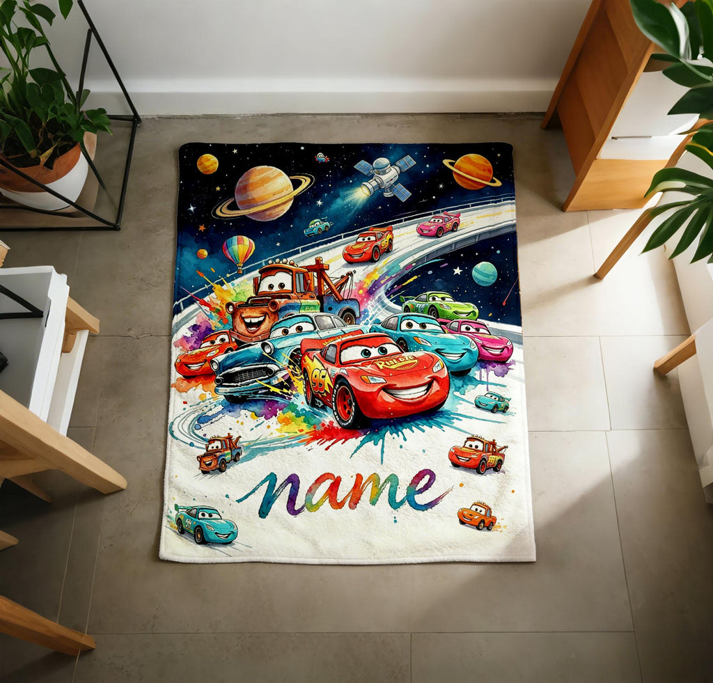Custom Lightning McQueen Blanket Soft Throw, Cars Movie Toddler Throw