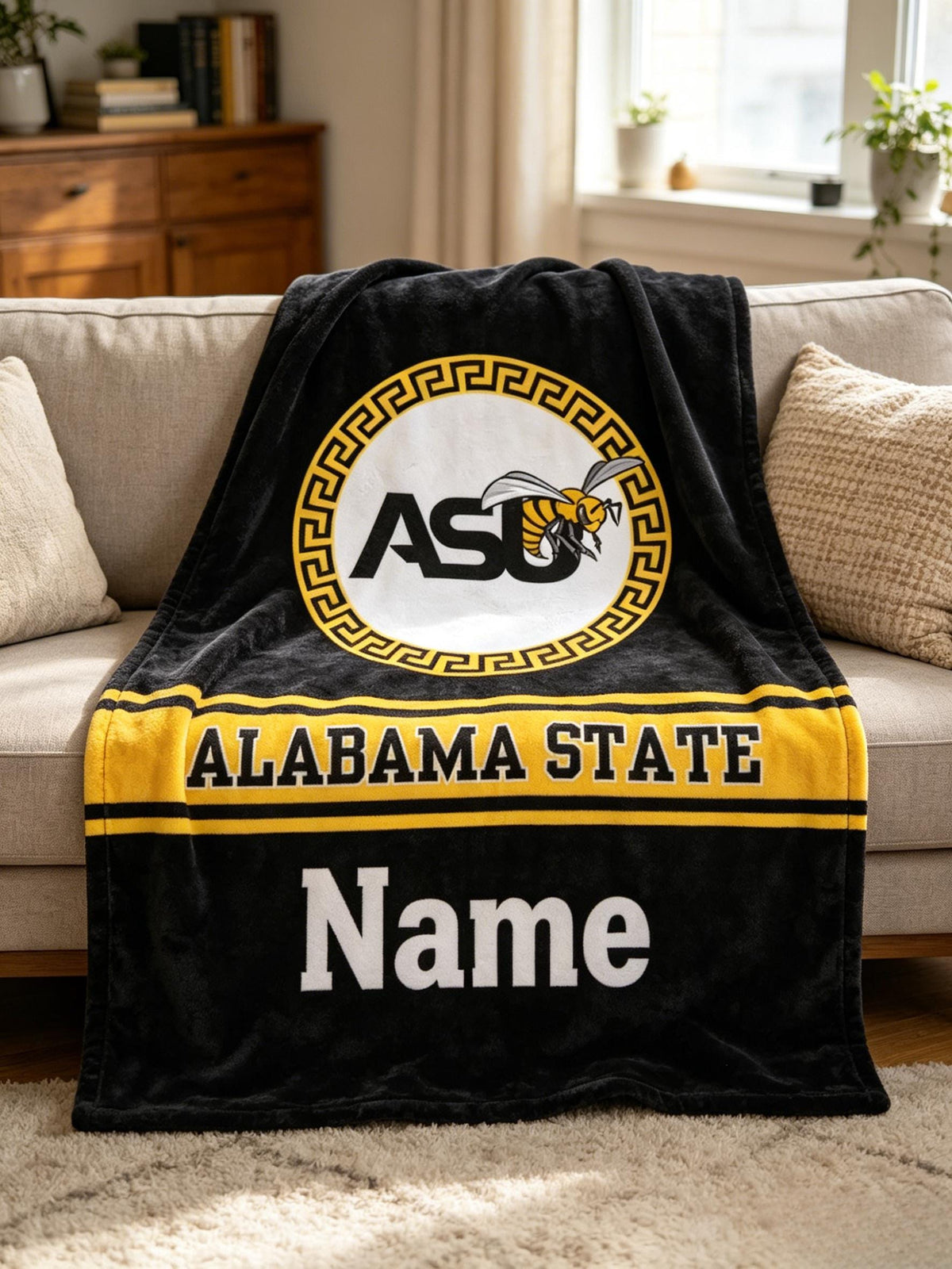 Personalized Alabama State ASU Blanket Soft Throw, Grad Alumni Gift, Game Day & Dorm Throw