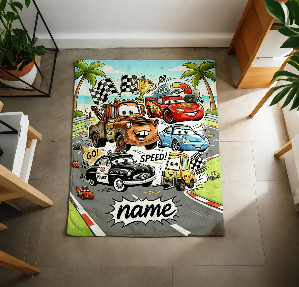 Personalized Cars Space Adventure Blanket Soft Throw, Toddler Gift