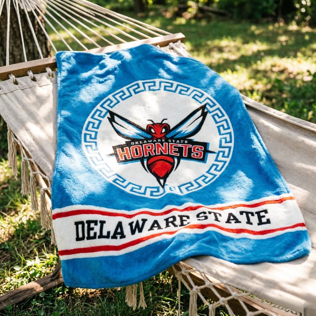 Delaware State Hornets Plush Blanket – Game Day Throw, Dorm Decor