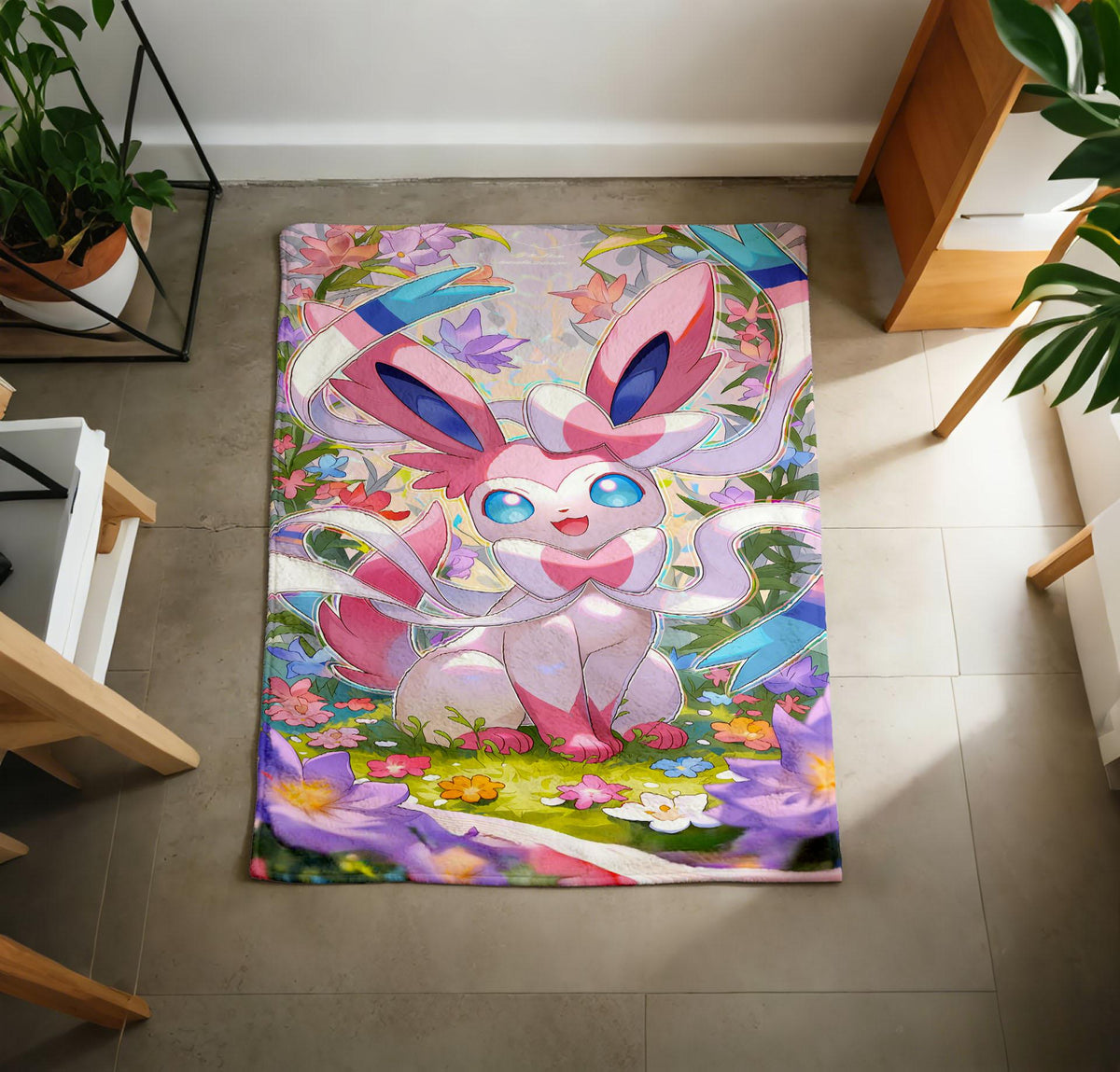All Eeveelutions Pokemon Blanket Soft Throw, Sylveon Umbreon Vaporeon Fleece Throw, Kids Pokemon Birthday Gift
