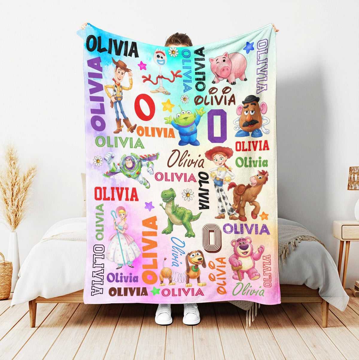 Personalized Toy Story Blanket, Custom Name Disney Toy Story Blanket,Birthday Boy or Girl,Woody Buzz Lightyear Jessie Toy Story,Gift For Kid