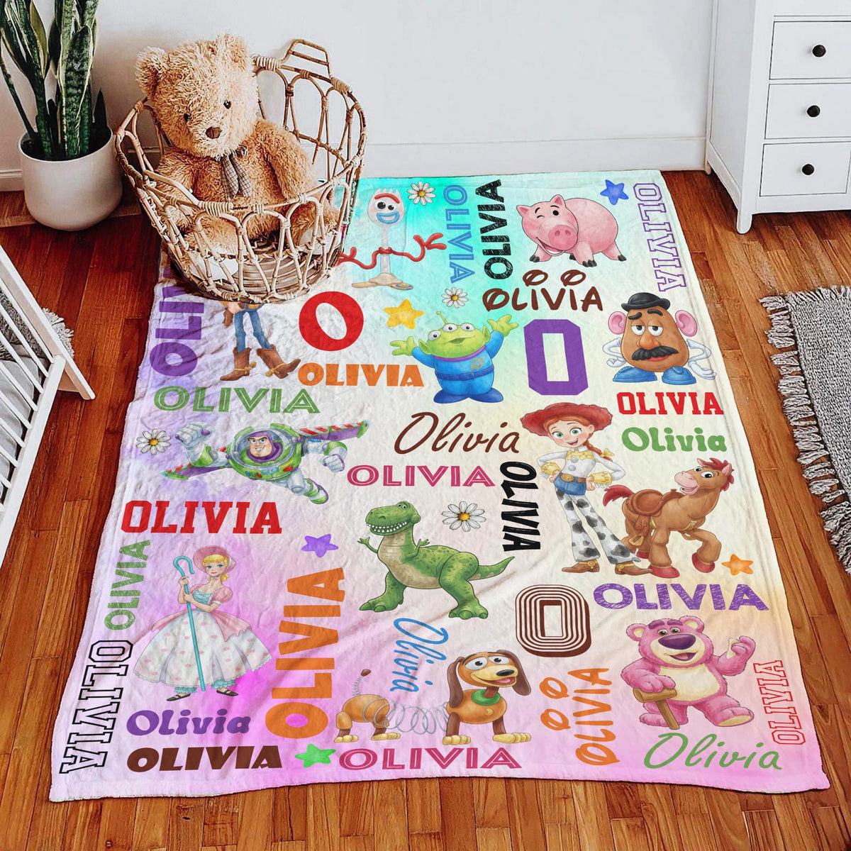 Personalized Toy Story Blanket, Custom Name Disney Toy Story Blanket,Birthday Boy or Girl,Woody Buzz Lightyear Jessie Toy Story,Gift For Kid
