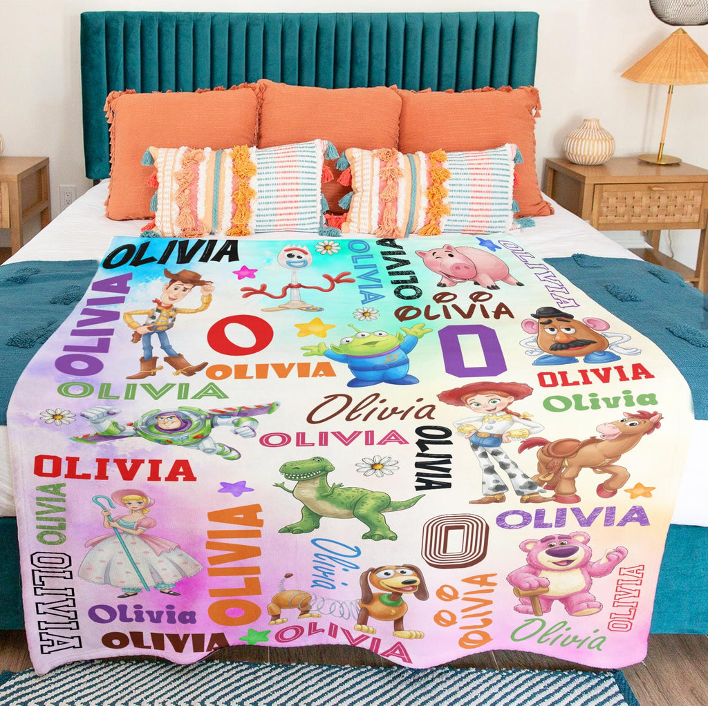 Personalized Toy Story Blanket, Custom Name Disney Toy Story Blanket,Birthday Boy or Girl,Woody Buzz Lightyear Jessie Toy Story,Gift For Kid
