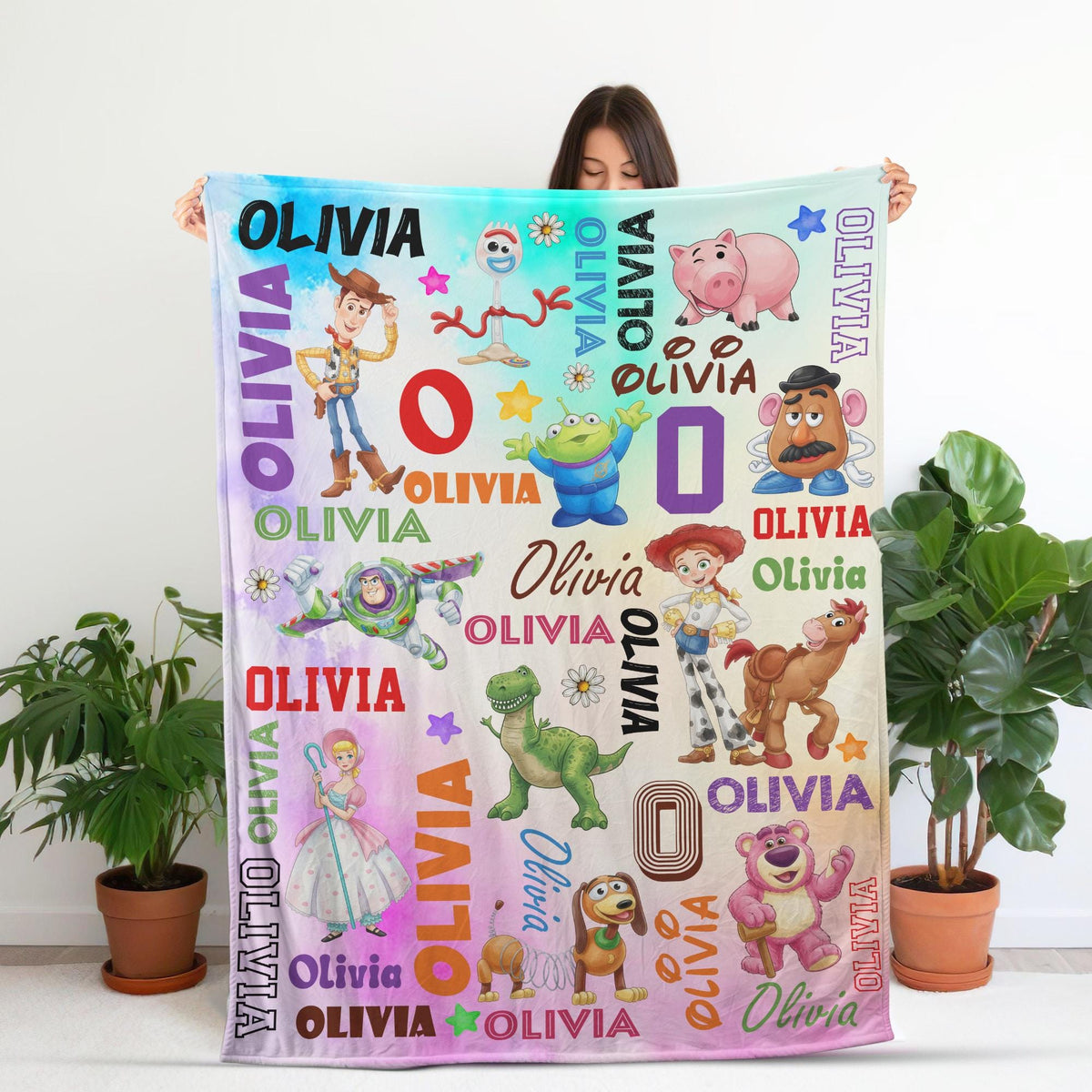 Personalized Toy Story Blanket, Custom Name Disney Toy Story Blanket,Birthday Boy or Girl,Woody Buzz Lightyear Jessie Toy Story,Gift For Kid