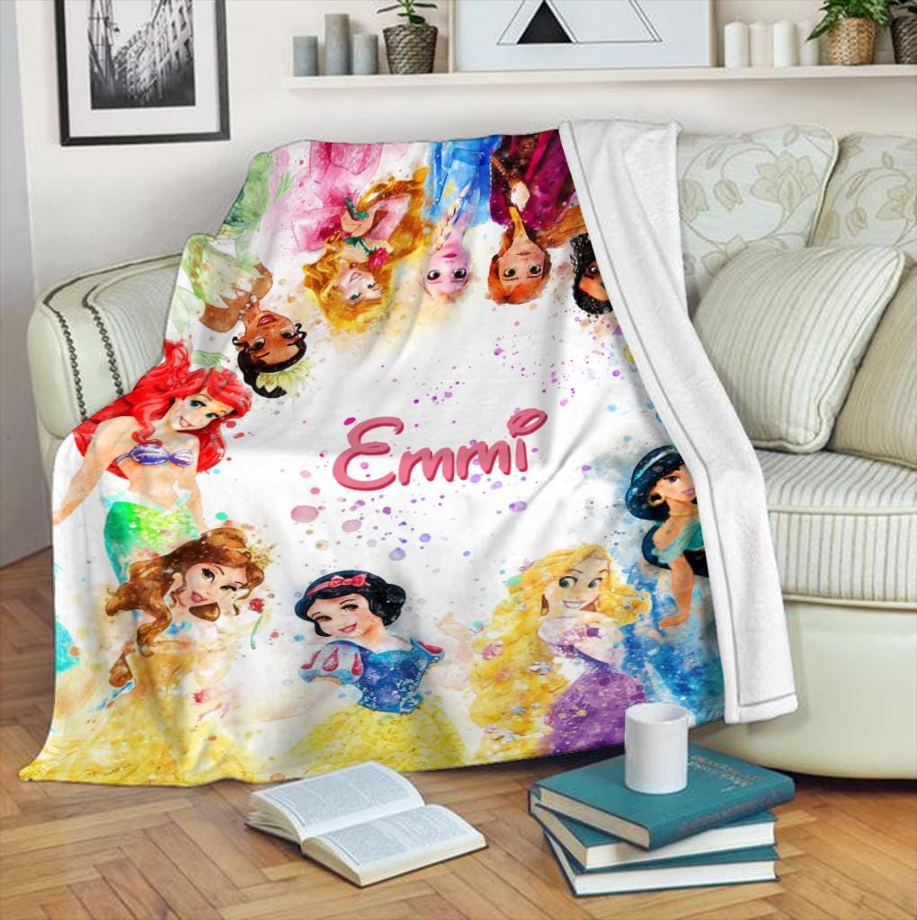 Personalized Disney Princess Blanket, Princess Ariel Belle Jasmine Fleece Blanket, Magical Girl Nursery Decor Gift 2026, Gift For Daughter