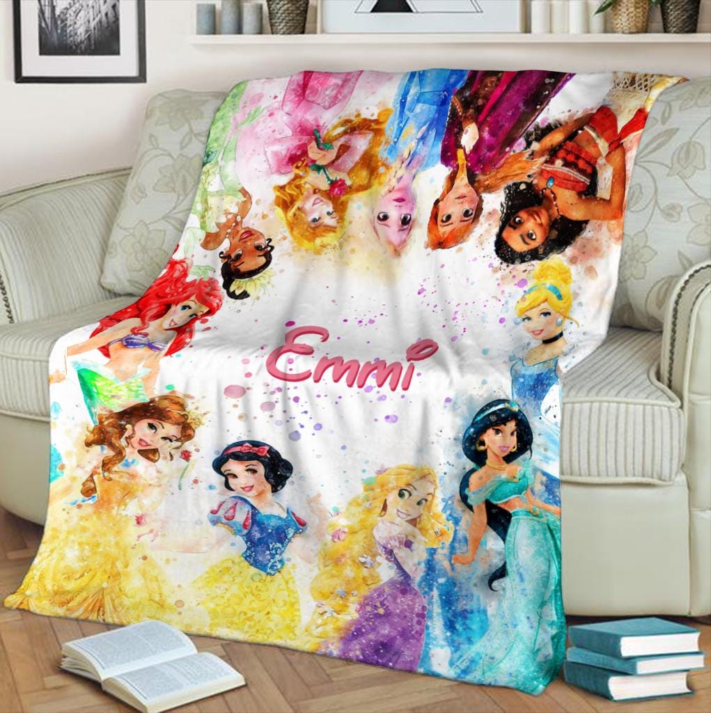 Personalized Disney Princess Blanket, Princess Ariel Belle Jasmine Fleece Blanket, Magical Girl Nursery Decor Gift 2026, Gift For Daughter