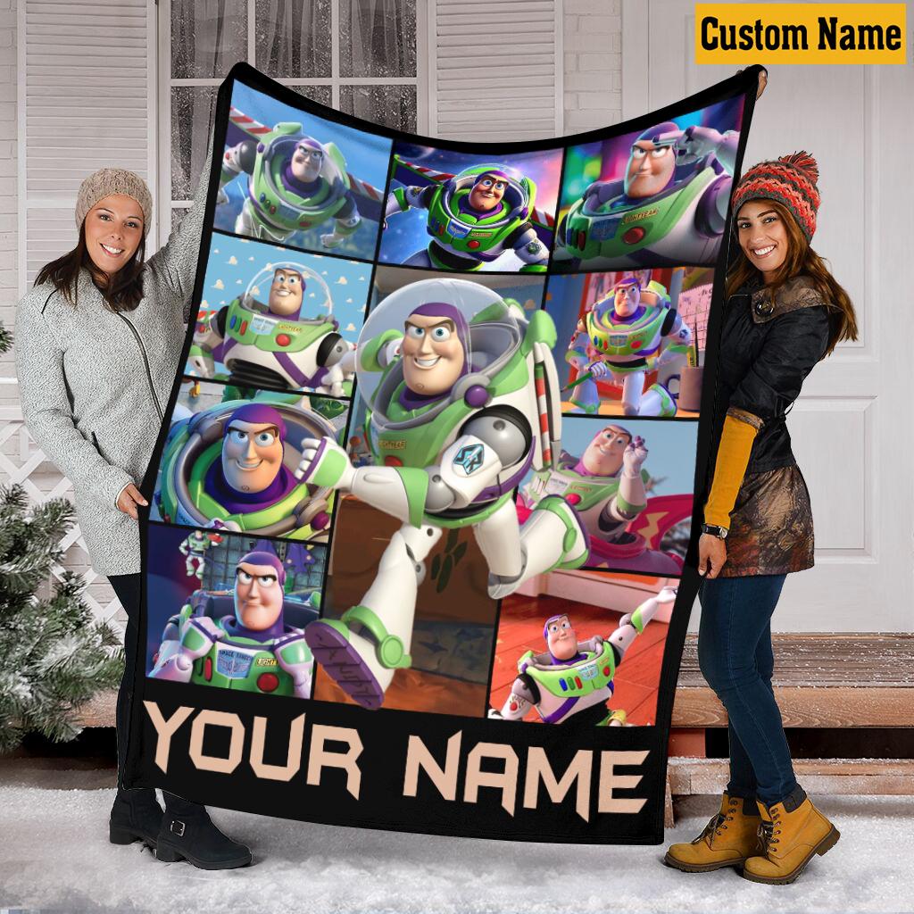Personalized Buzz Lightyear Toy Story Blanket with Name, Custom Buzz Lightyear Blankets for Kids Baby Boy Girl, Cute Toddler Birthday Gift
