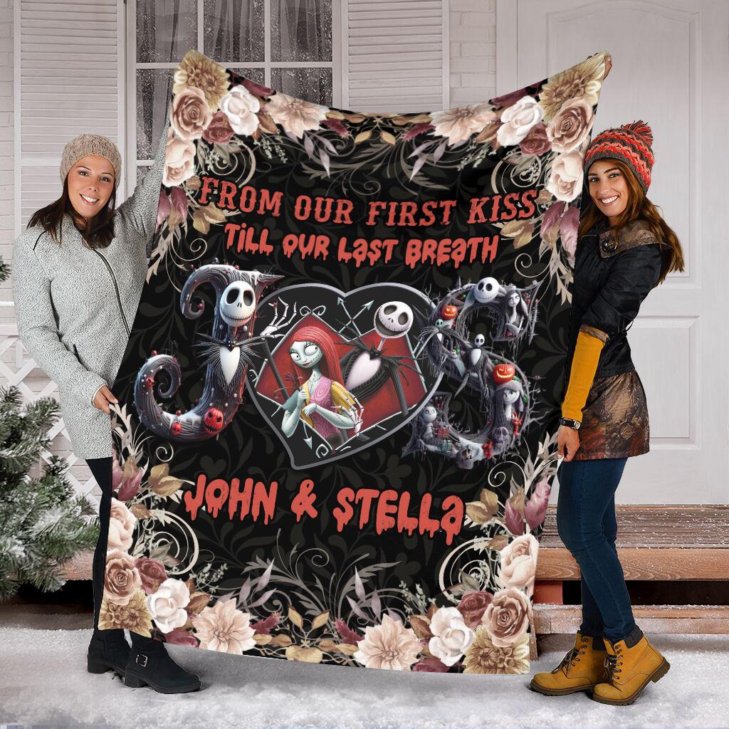 Custom Name Jack Skellington Sally Blanket The Nightmare Before Christmas Blanket Halloween Blanket Gifts For Him, Lover Christmas Decor