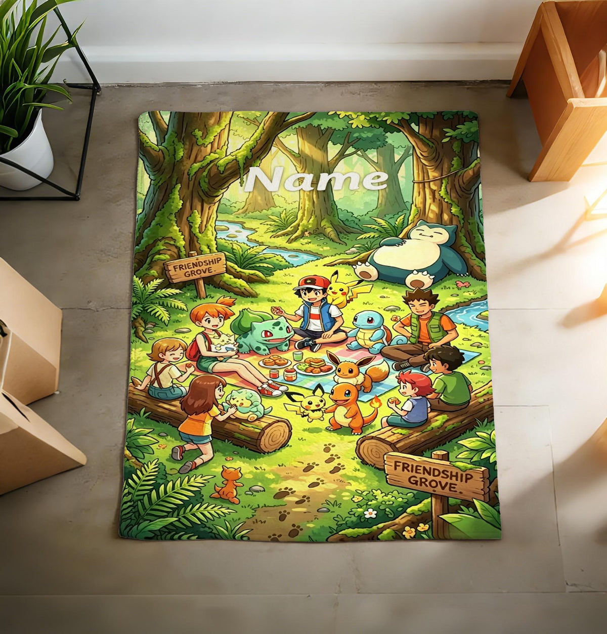 Pokemon Personalized Soft Throw Blanket, Pikachu & Friends Quilt, Kids Bedding, Gamer Gift