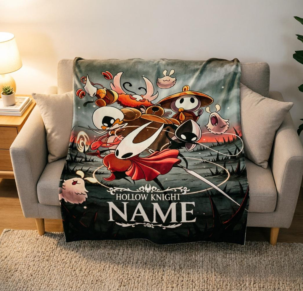 Personalized Hollow Knight Silksong Blanket, Ancient Temple Scene Throw