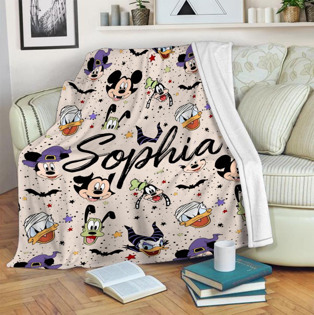 Personalized Disney Mickey and Friends Halloween Blanket, Disneyland Blanket, Disneyworld Birthday Gift Birthday Boy, Cozy Disney Home Decor