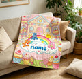 Personalized Care Bears Blanket Soft Throw, Custom Name Kids Blanket, Baby Shower Gift