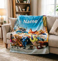 Personalized Zootopia Soft Throw Blanket, Custom Name Fleece, Anime Gift for Fans