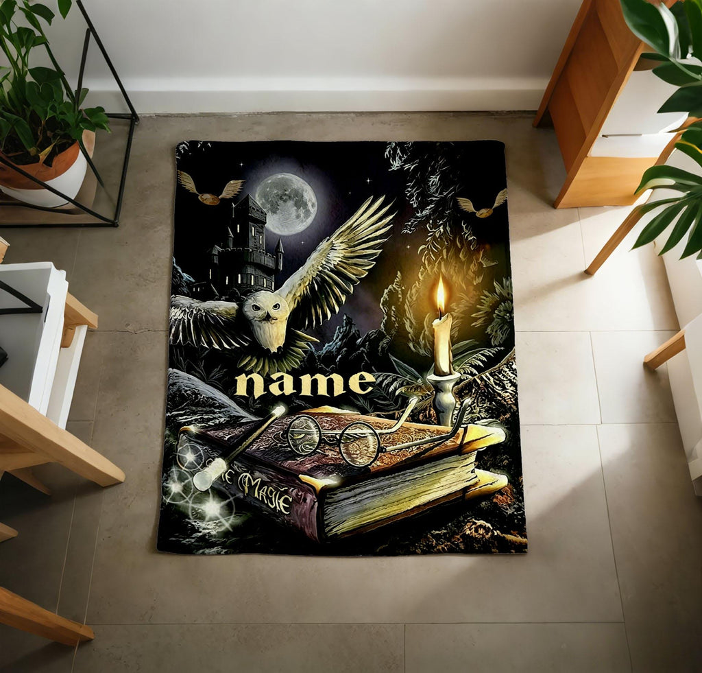 Personalized Magic Wizard Blanket, Starry Night Castle Throw, Fantasy Gift
