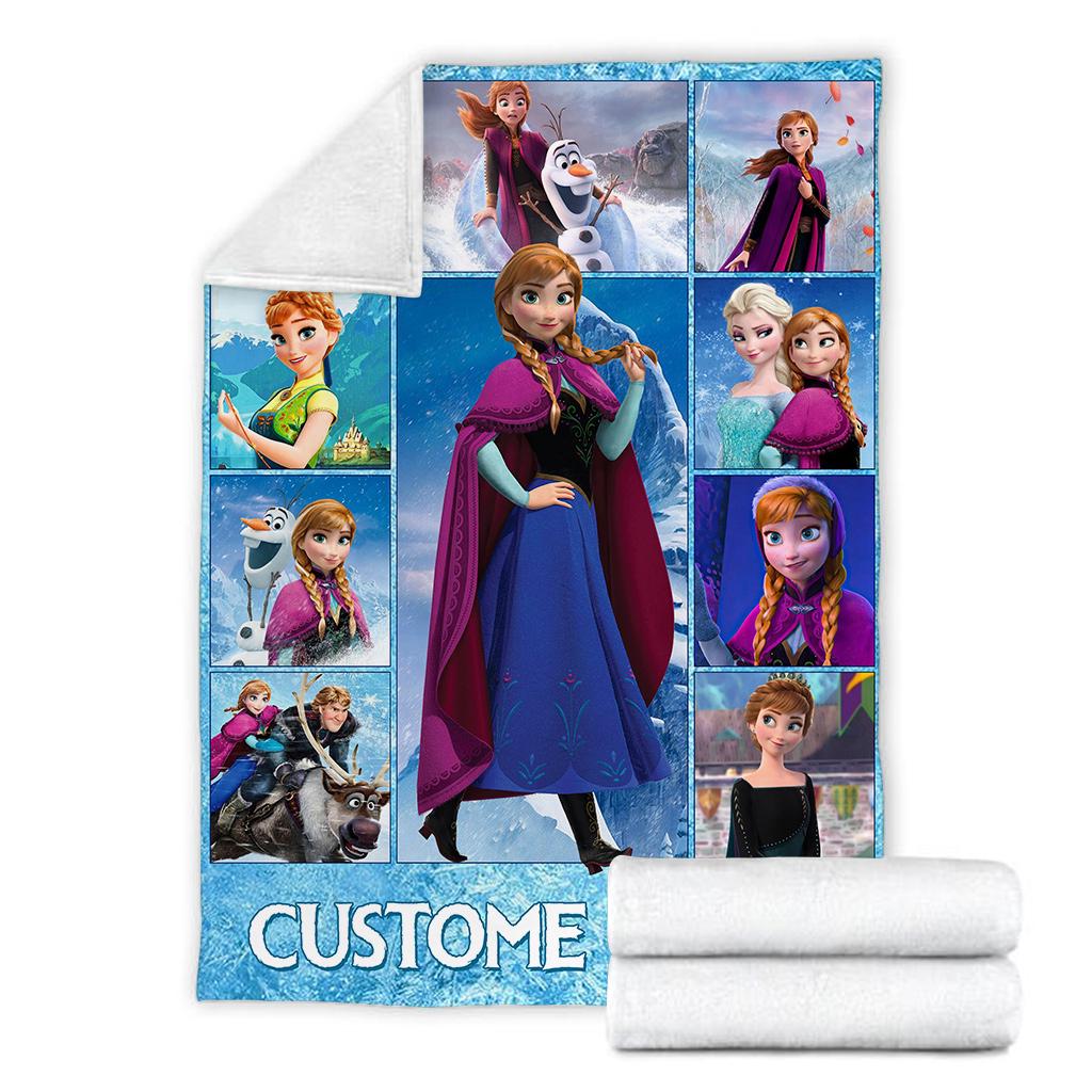 Personalized Name Anna Blanket, Frozen Olaf Disney World Movie Blanket, Frozen Elsa Christmas Gift, Cartoon Fleece Blanket, Cartoon Blanket