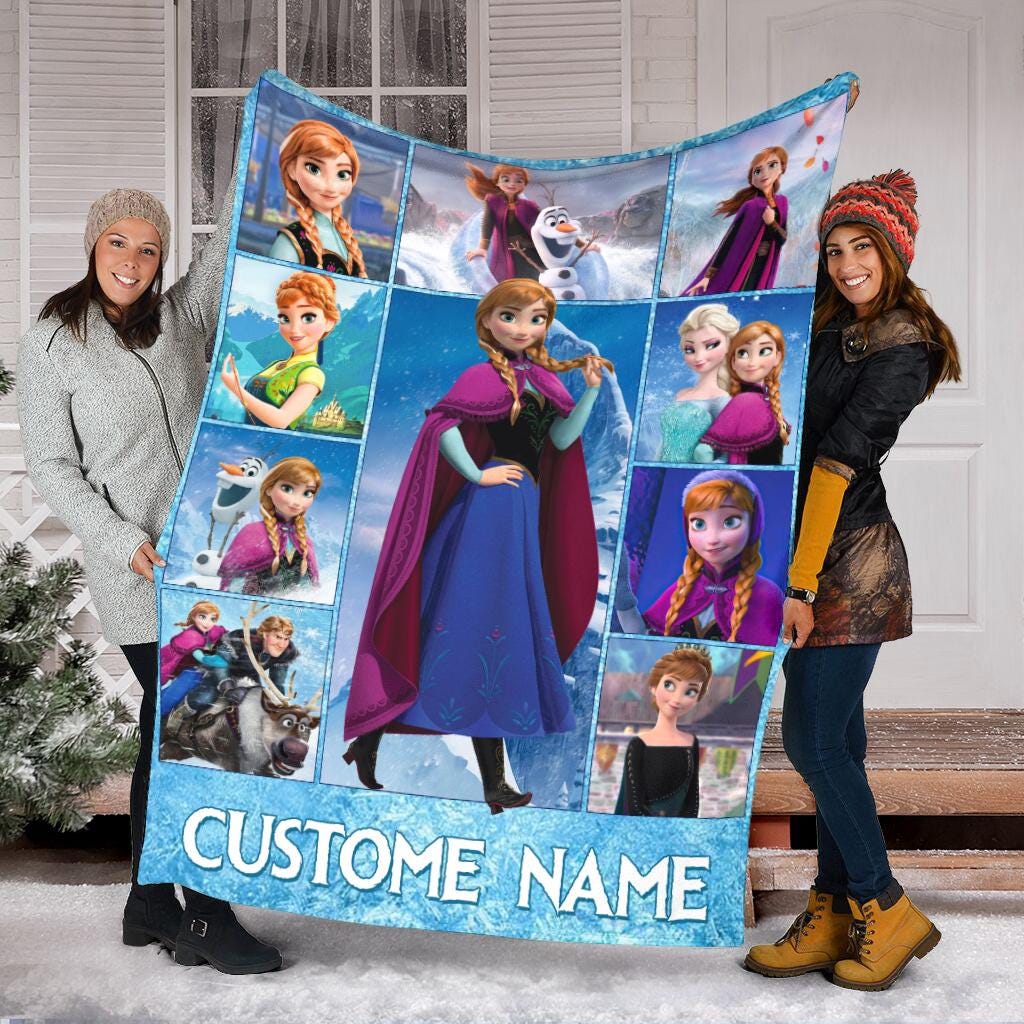 Personalized Name Anna Blanket, Frozen Olaf Disney World Movie Blanket, Frozen Elsa Christmas Gift, Cartoon Fleece Blanket, Cartoon Blanket