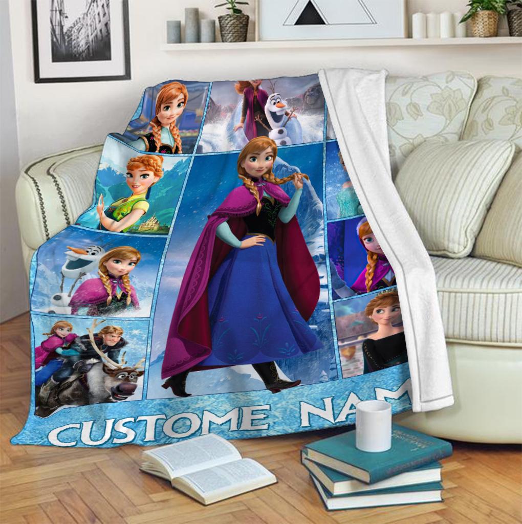 Personalized Name Anna Blanket, Frozen Olaf Disney World Movie Blanket, Frozen Elsa Christmas Gift, Cartoon Fleece Blanket, Cartoon Blanket