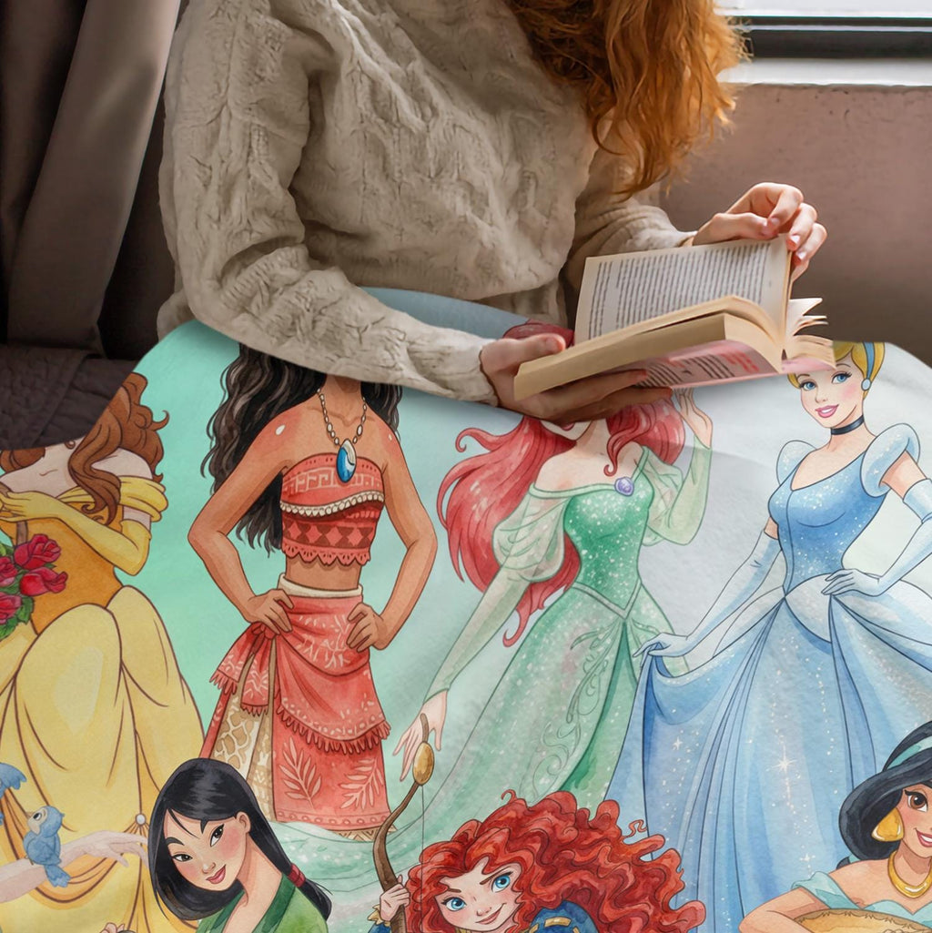 Personalized Disney Princess Blanket, Custom Name Princess Blanket for Girls, Kids Toddler Birthday Gift, Cute Girl Room Decor Blanket, WDW