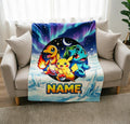 Custom Name Northern Lights Pokémon Blanket Soft Throw, Anime Throw, Toddler Keepsake Gift