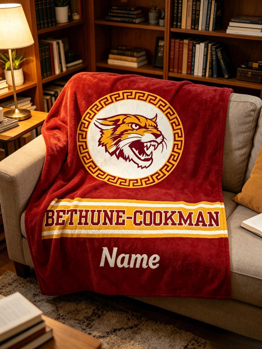 Personalized Bethune Cookman Blanket – BCU Alumni Grad Tailgate Throw Dorm Decor