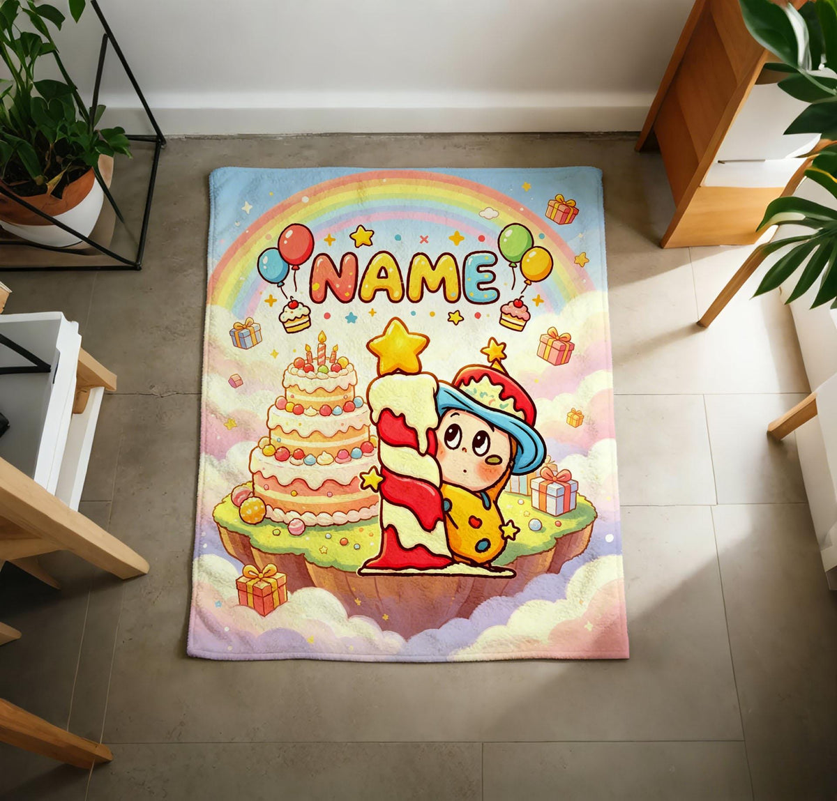 Candy Space Little Elf Blanket Soft Throw, Personalized Name Throw, Newborn Keepsake Gift
