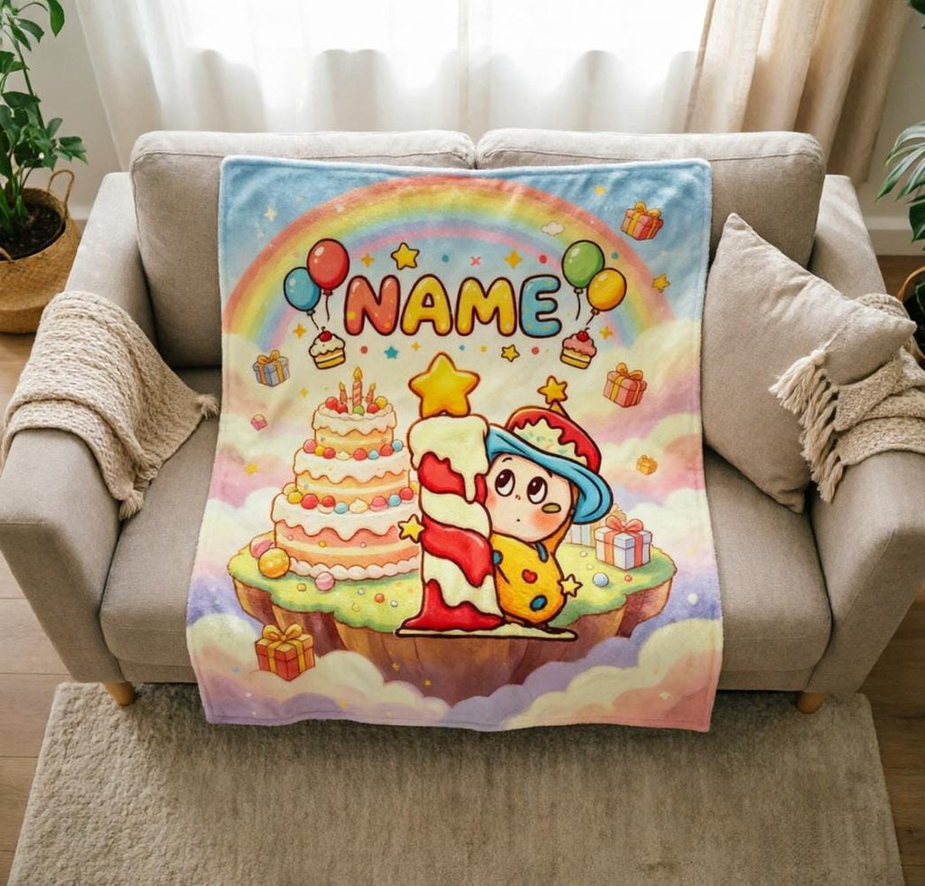 Candy Space Little Elf Blanket Soft Throw, Personalized Name Throw, Newborn Keepsake Gift
