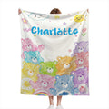 Personalized Name Blanket for Kids - Custom Cute Colorful Bear Blanket, Rainbow Cloud Nursery Fleece Throw, New Baby Shower Gift for Girls