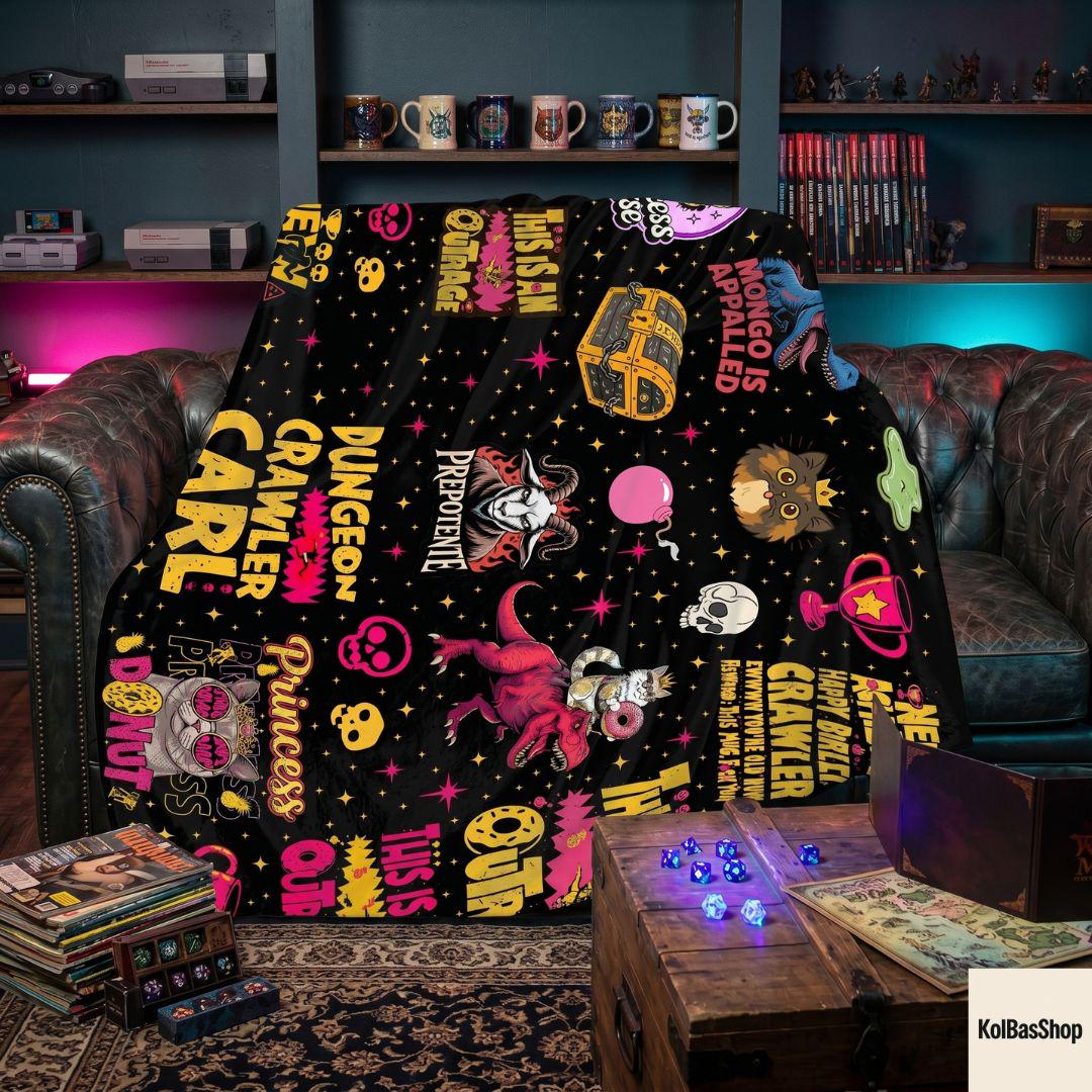 Dungeon Crawler Carl Blanket, Princess Donut Fleece Blanket, New Achievement Sherpa Blanket, Cozy Fantasy Book Lover Gift, Bedding Decor