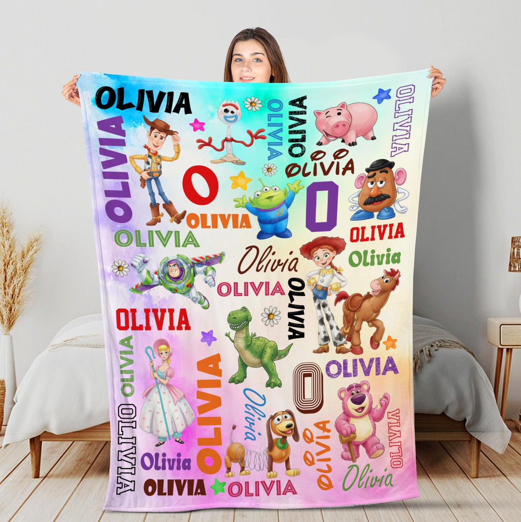 Personalized Toy Story Blanket, Custom Name Disney Toy Story Blanket,Birthday Boy or Girl,Woody Buzz Lightyear Jessie Toy Story,Gift For Kid