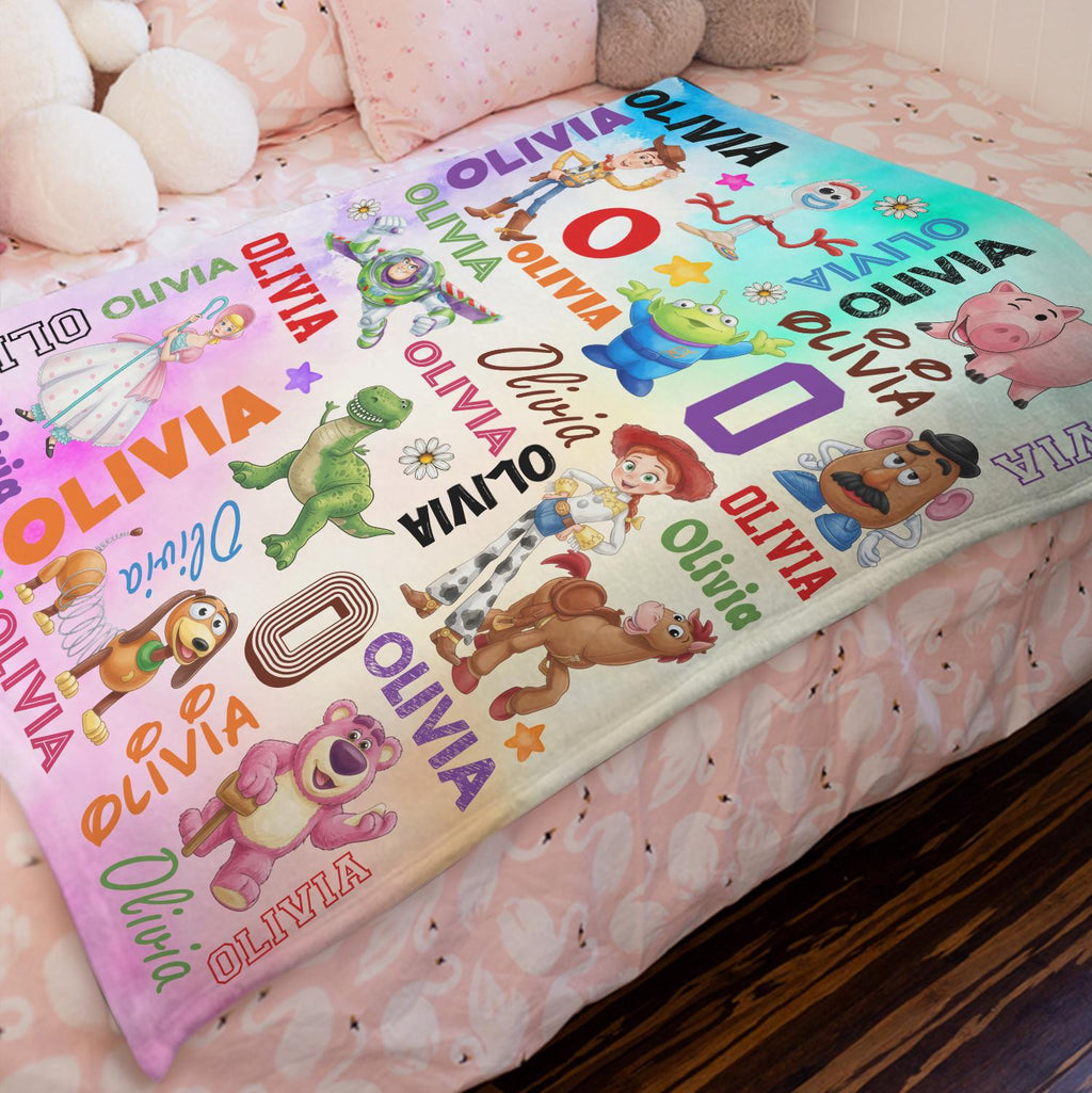Personalized Toy Story Blanket, Custom Name Disney Toy Story Blanket,Birthday Boy or Girl,Woody Buzz Lightyear Jessie Toy Story,Gift For Kid