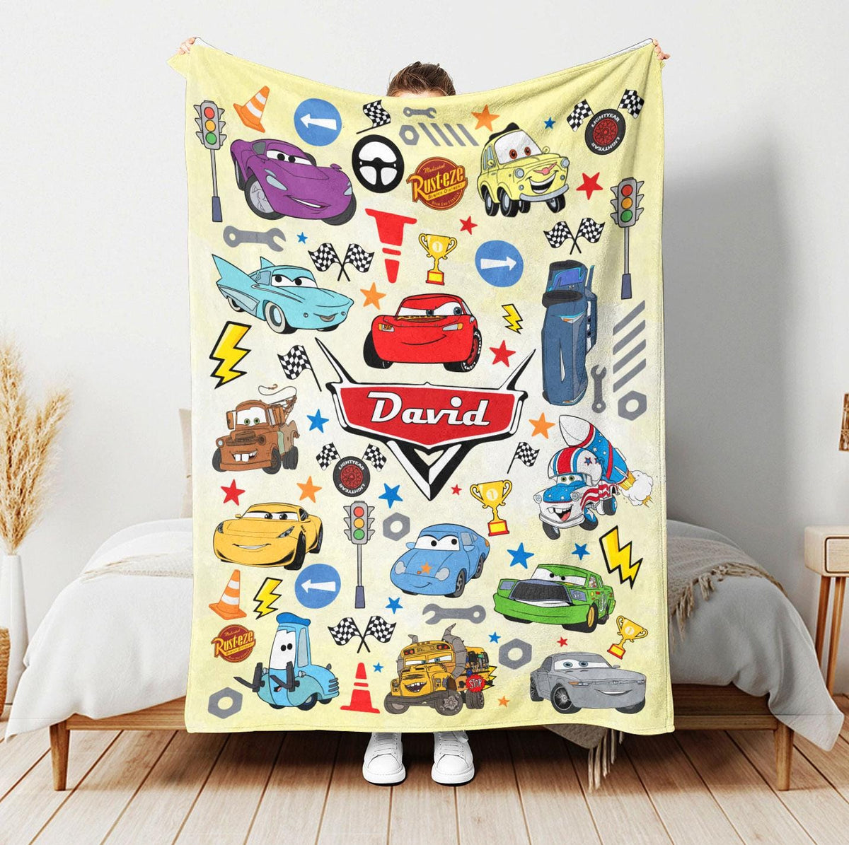 Personalized Disney Cars Blanket, Custom Name Pixar Cars Blanket, Lightning McQueen, Disney Nursery Decor, Baby Shower, Cars Birthday Gift