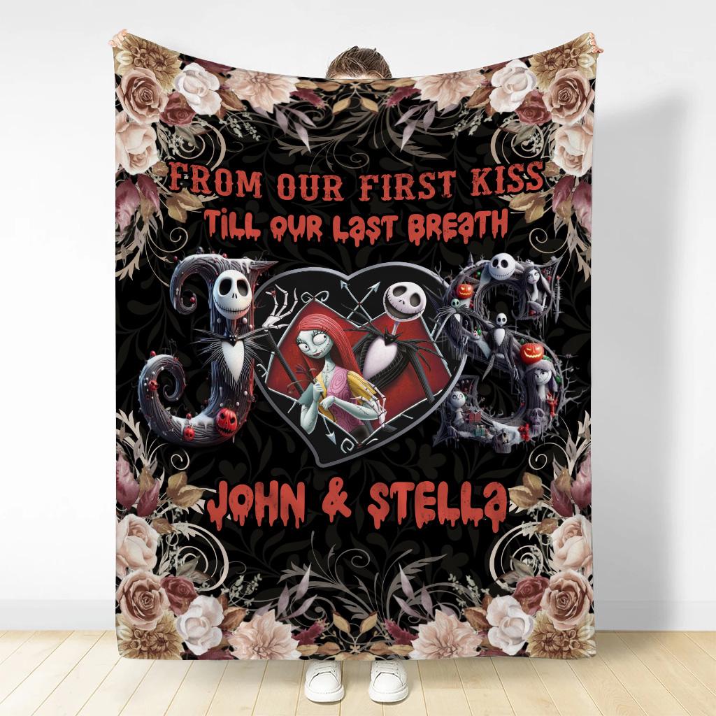 Custom Name Jack Skellington Sally Blanket The Nightmare Before Christmas Blanket Halloween Blanket Gifts For Him, Lover Christmas Decor