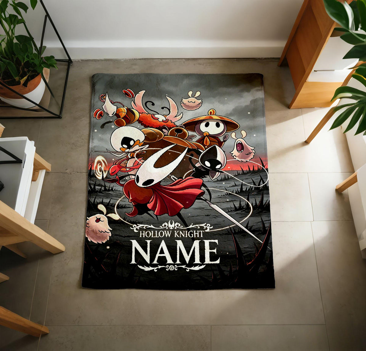 Personalized Hollow Knight Silksong Blanket, Ancient Temple Scene Throw