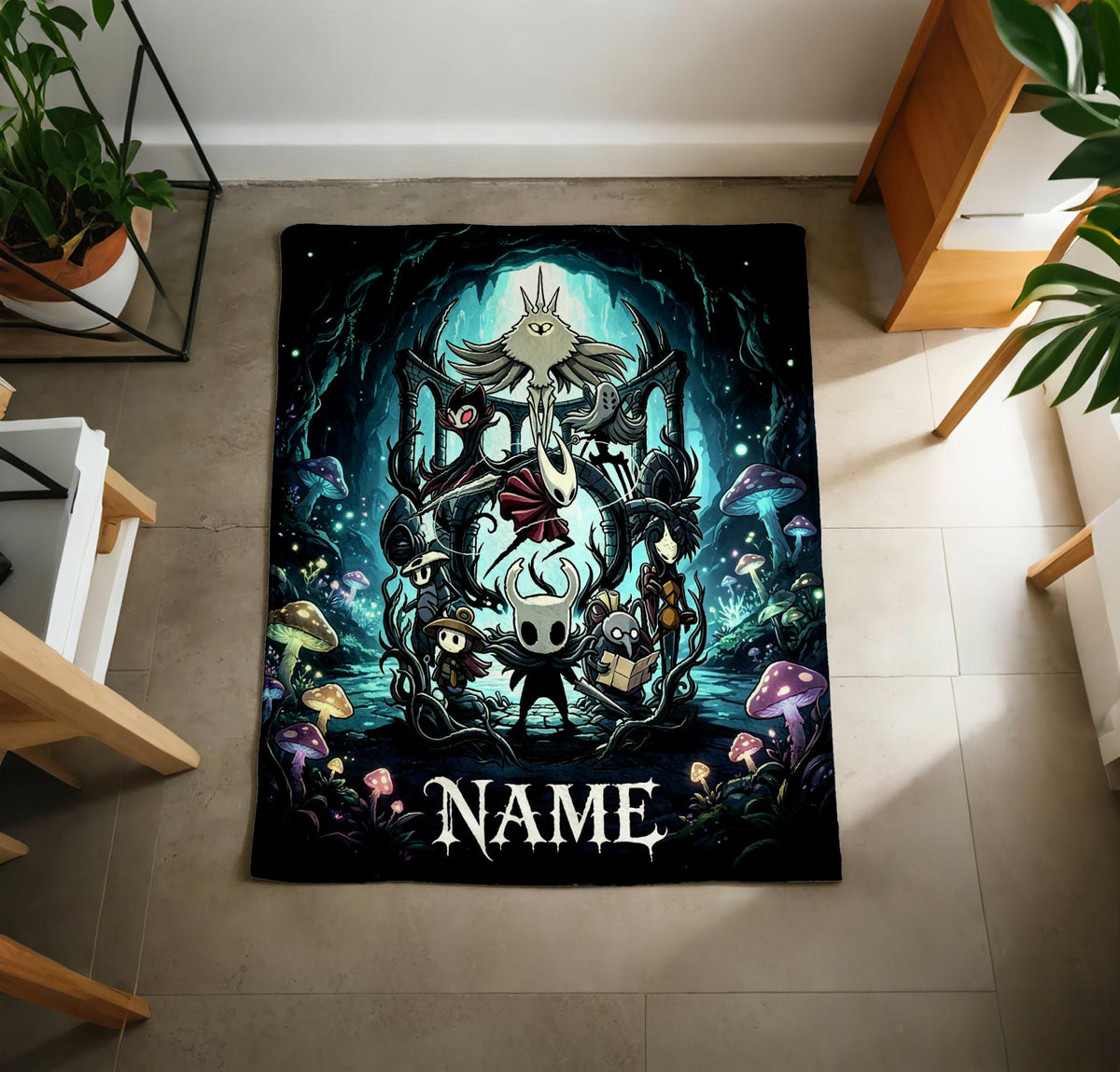 Personalized Hollow Knight Group Fleece Blanket, Custom Name Throw, Gamer Gift