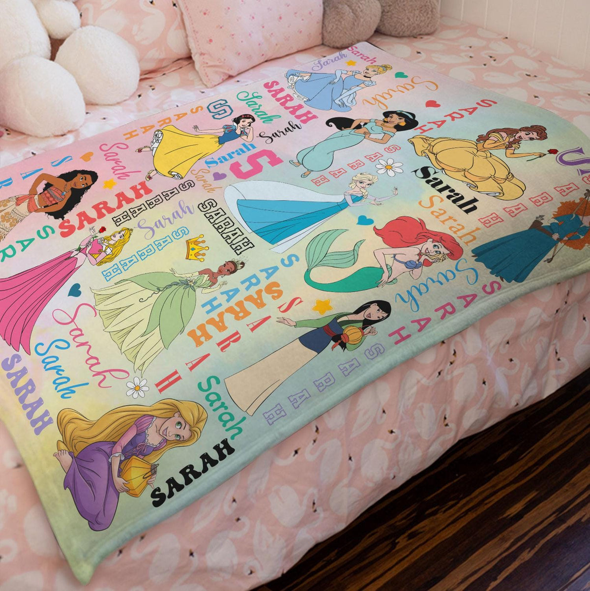 Custom Name Disney Princess Blanket, Personalized Disney Princess Blanket, Princess Character, Disney Blanket for Kid, Baby Shower Gift