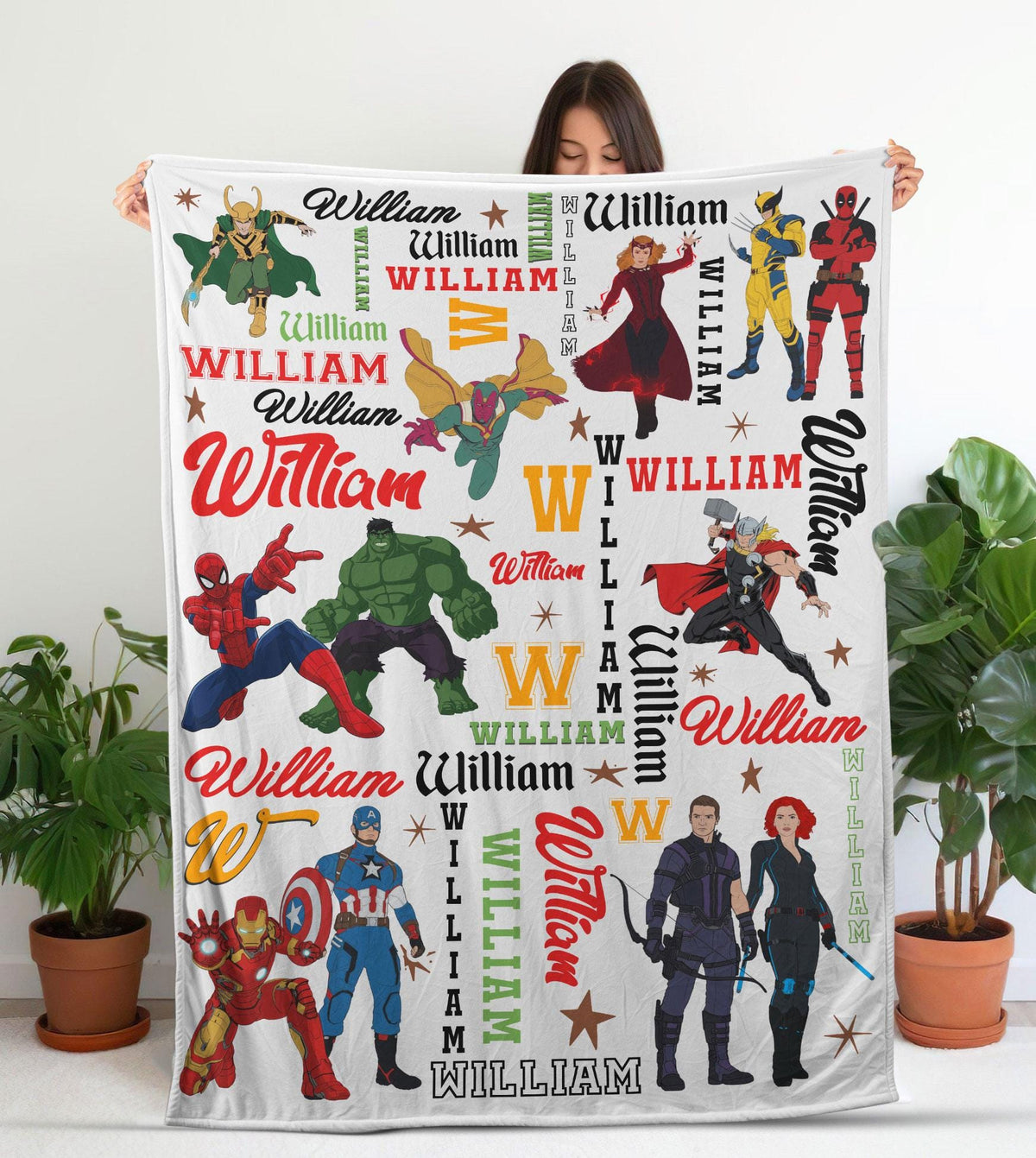 Personalized Disney Avenger Blanket, Custom Name Mavel Avenger Blanket, Personalized Super Hero Blanket, Birthday Boys Gift, Avengers Family