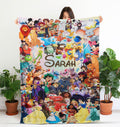 Personalized Disney Blanket, Custom Name Disney Character Blanket, Disney Blanket for Kid, Baby Shower Gift, Princess, Mouse And Friends