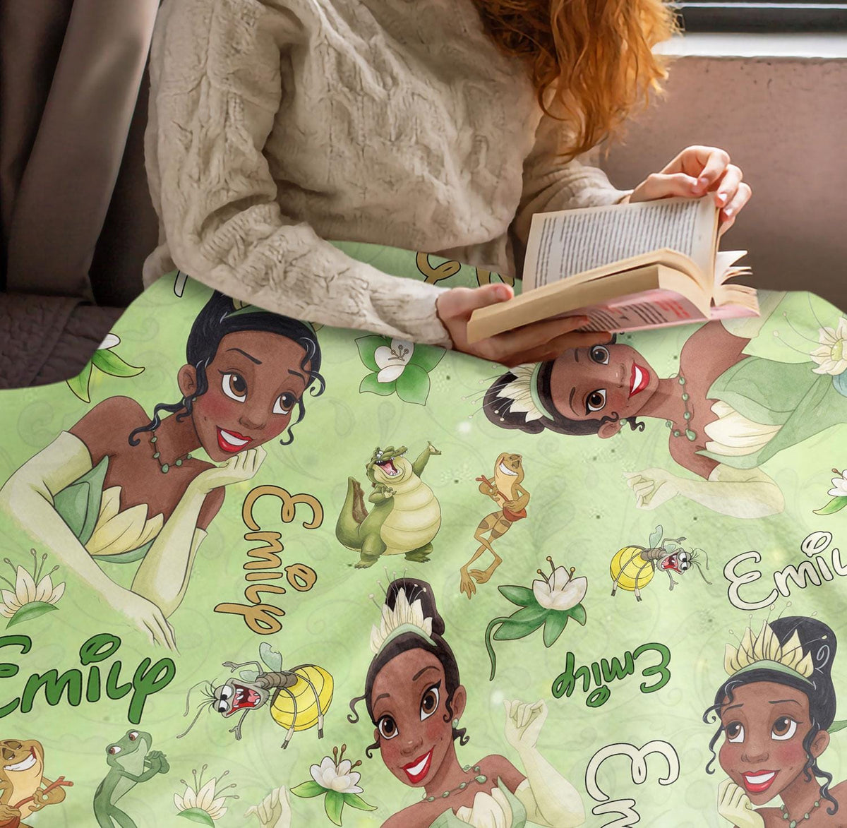 Custom Name Tiana Princess Blanket, Personalized Disney Princess Blanket, Princess Character, Princess Birthday Girls Gifts Blanket