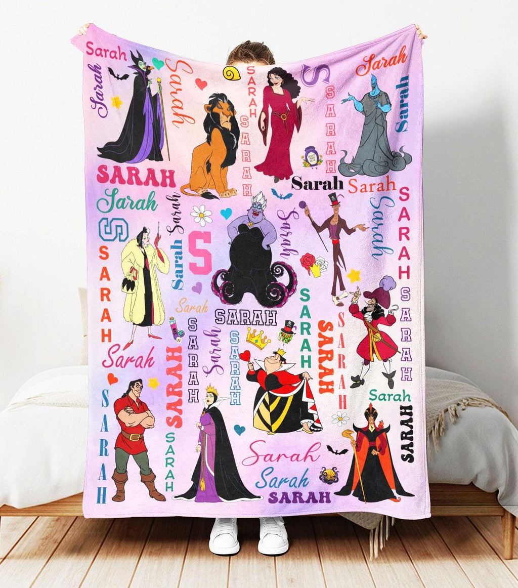 Personalized Disney Villains Blanket, Custom Name Villains Blanket, Disney Witch Maleficent Ursula Evil Queen Blanket, Disney Halloween Gift