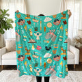 Theme Park Icons Pattern Velveteen Plush Blanket | Disney Fan Throw, Gift for Disney Lover