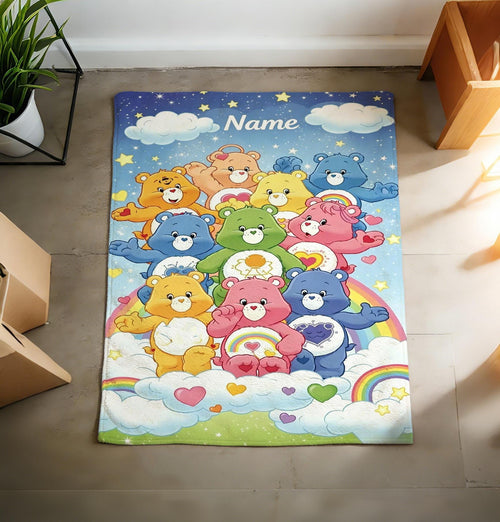Care Bears Flannel Throw Blanket, Personalized Custom Name Cozy Blanket
