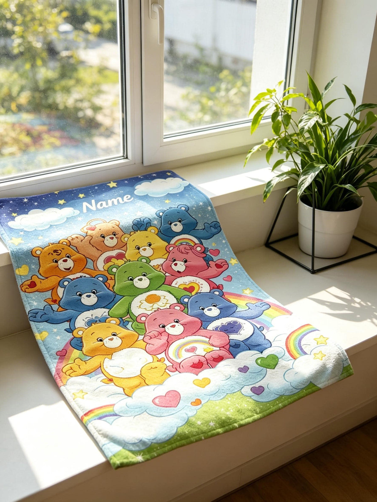 Care Bears Flannel Throw Blanket, Personalized Custom Name Cozy Blanket