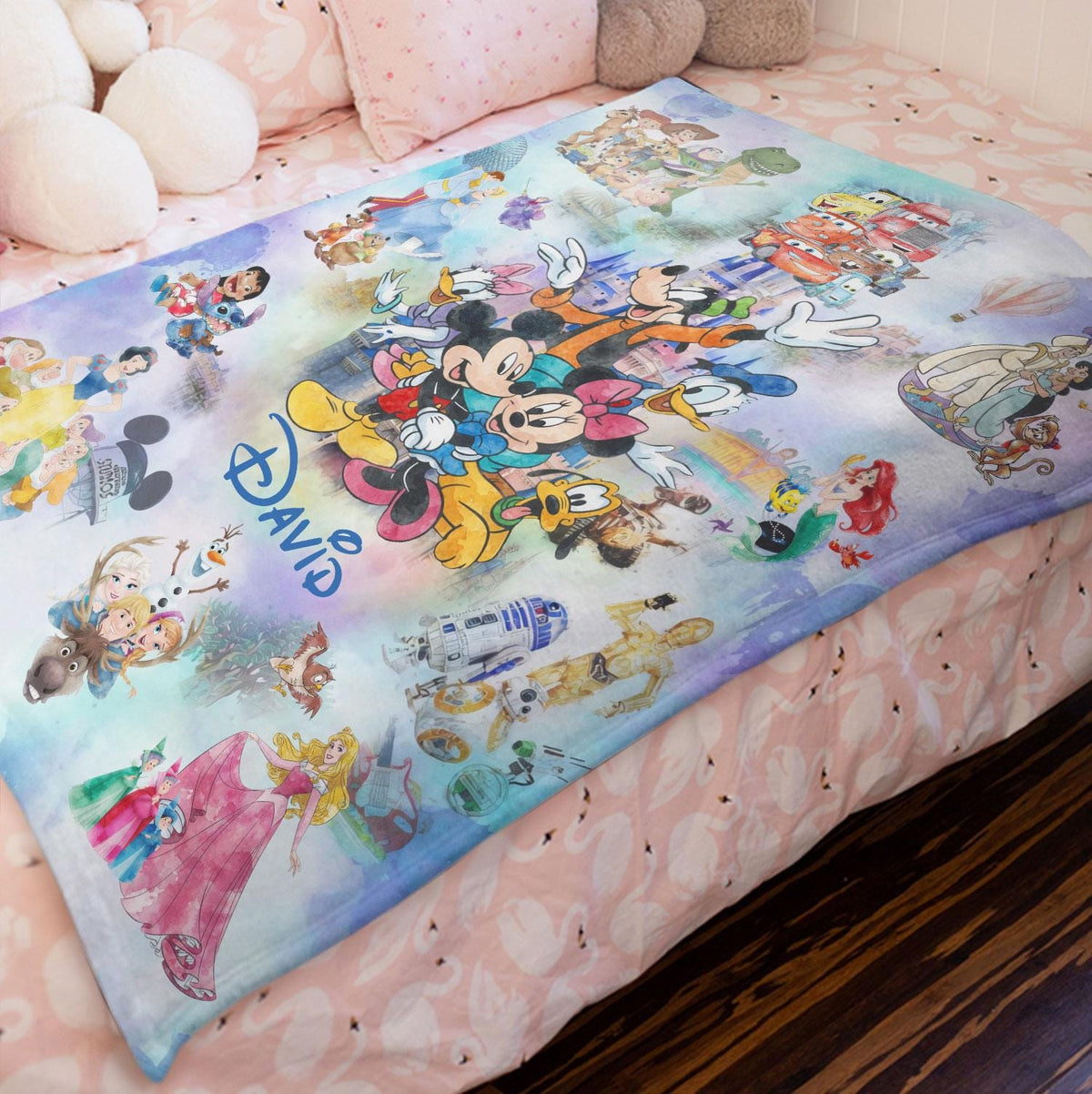 Personalized Disneyland Blanket, Custom Name Mouse And Friends Blanket, Disney Blanket for Kids, Disney World Blanket, Disney Home Decor