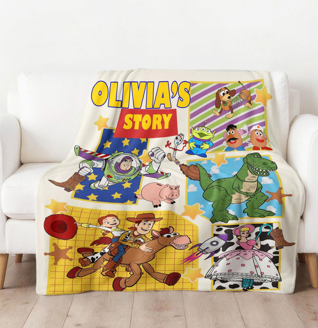 Personalized Toy Story Blanket, Toy Story Custom Name Disney Blanket, Woody Buzz Lightyear Jessie Blanket, Personalized Kids, Nursery Decor