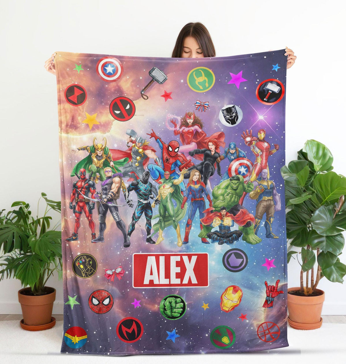 Personalized Disney Avenger Blanket, Custom Name Mavel Avenger Blanket, SuperHero Blanket, Birthday Boys Gift, Custom Hero Baby Name Blanket