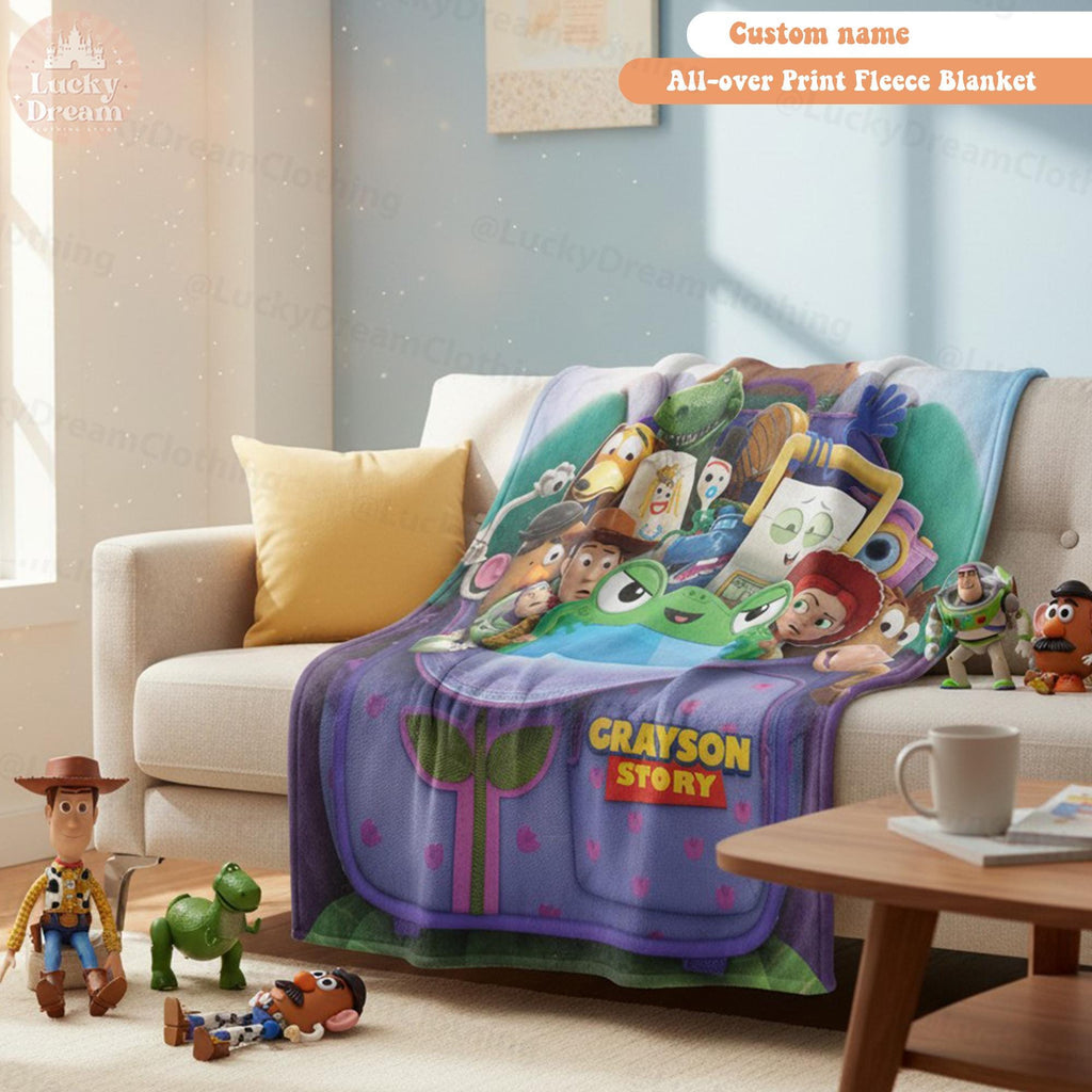 Personalized Toy Story 5 Blanket, Custom Name Disney Toy Story Blanket, Woody Buzz Lightyear Jessie Blanket, Toy Story 5 Gift for Boy, Girl